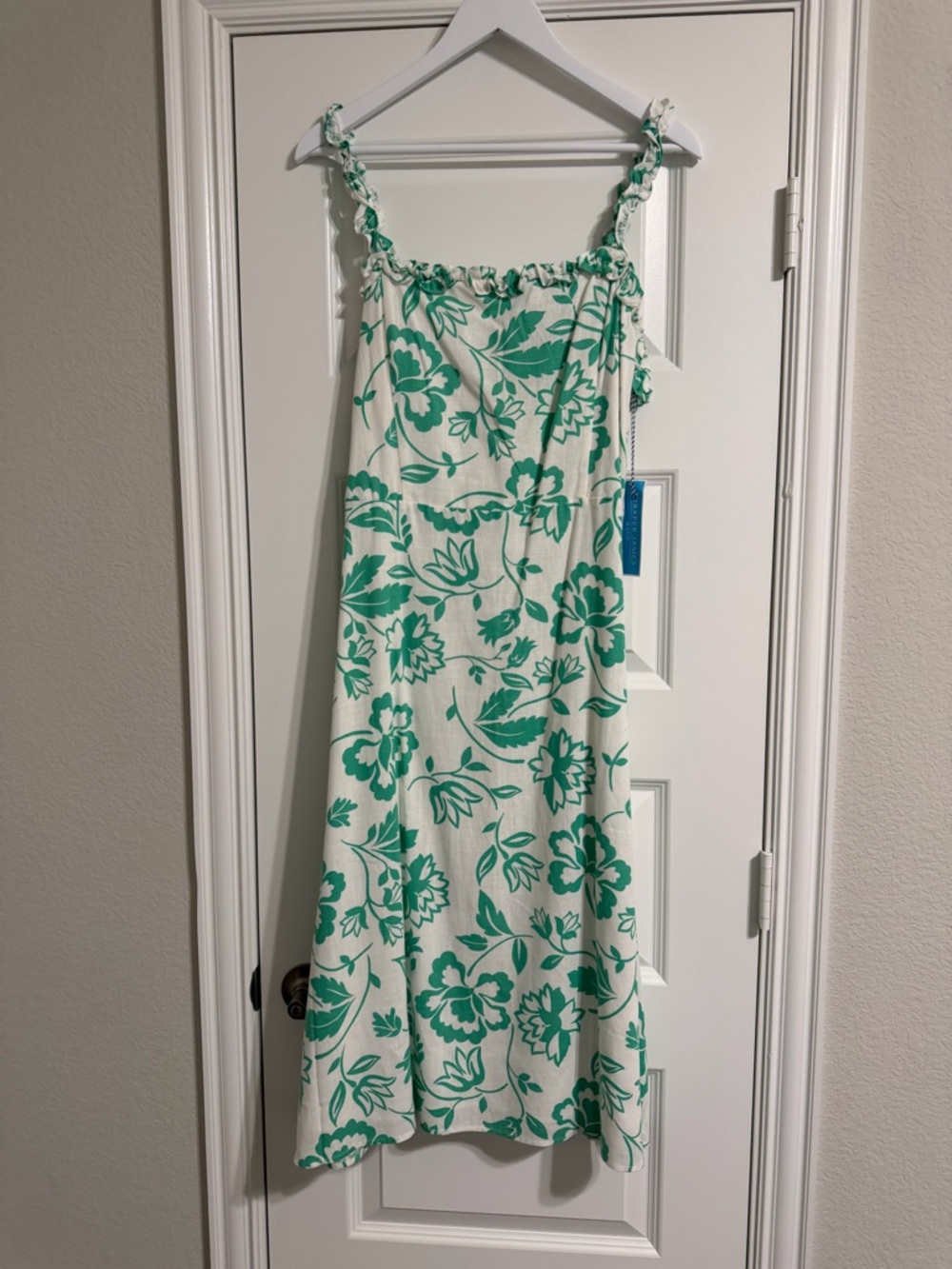 Draper James RSVP White Dress with Green Floral Print NWT